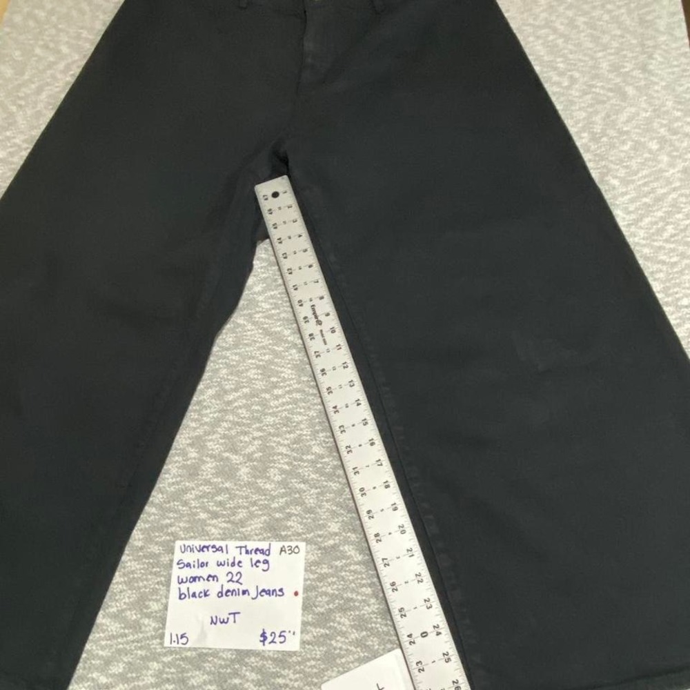 Universal Thread Sailor wide‎ leg black denim jeans Women 22. SKU-A30 #denim